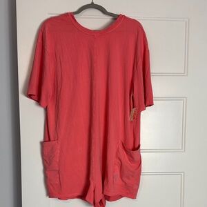 Free People hot shot tee Romper with Pockets